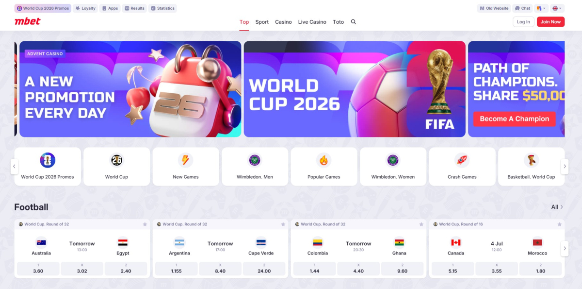 Marathonbet homepage with tournament promotions and football betting markets