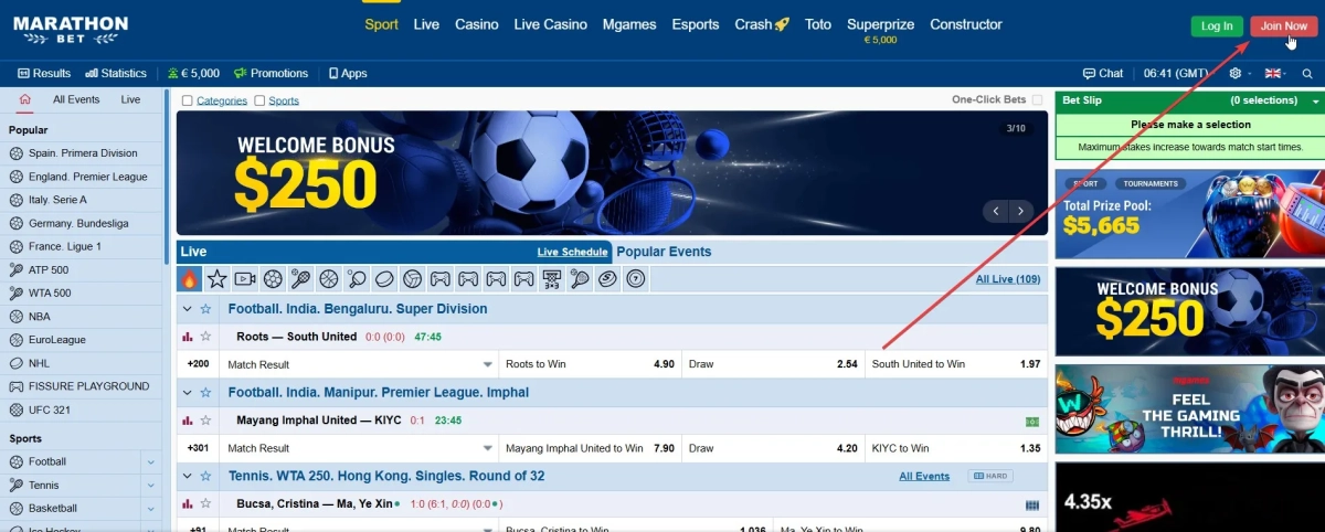 Click the 'Join Now' button to begin your registration process