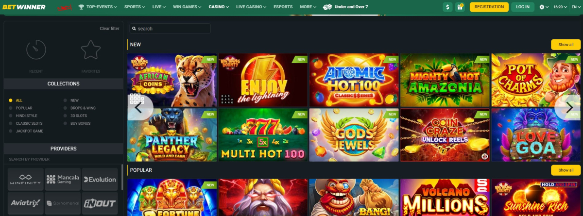 Betwinner live casino lobby with dealer tables from Evolution, Pragmatic Play, Ezugi and TVBET across roulette, blackjack and game shows