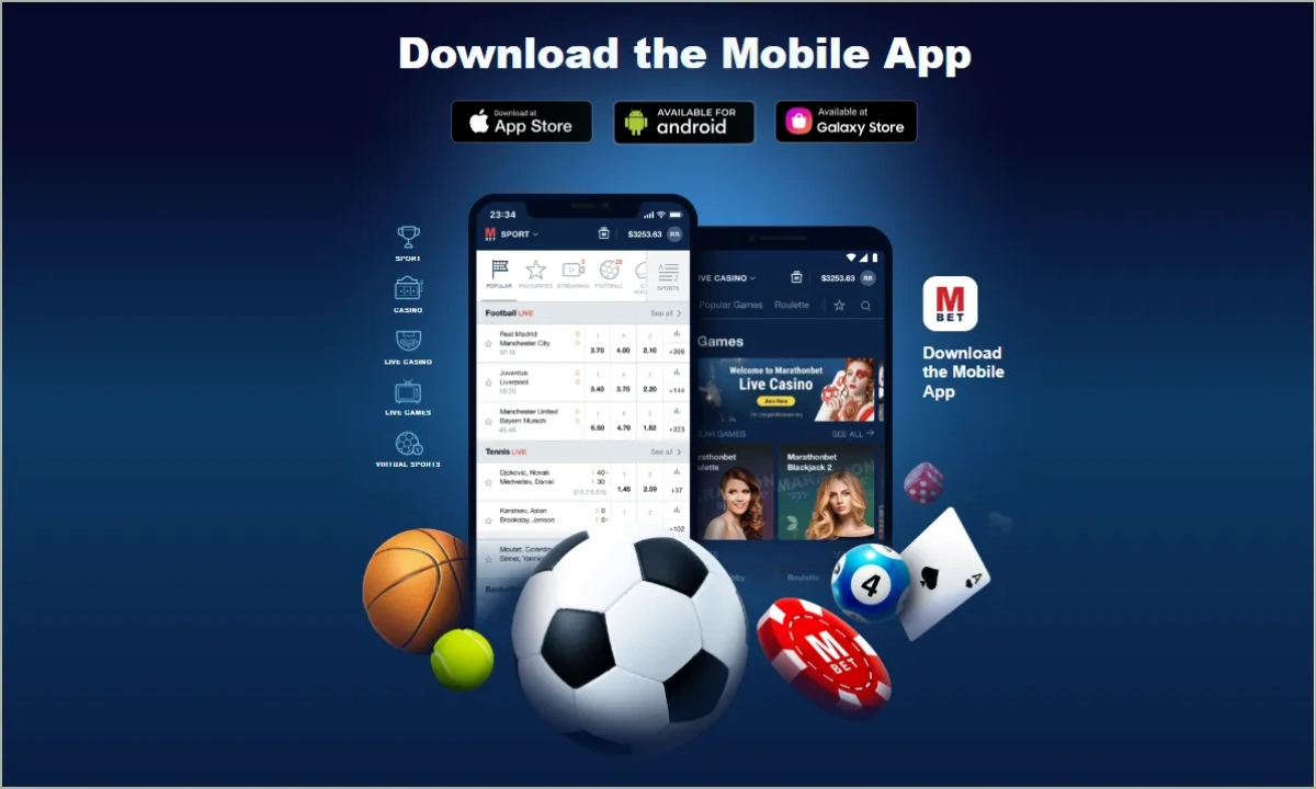 Marathonbet iOS app showing live betting interface and available markets