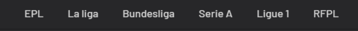 Understat league list showing six leagues covered